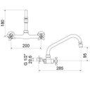 Ver imagem 2 de Misturador para Cozinha de Parede 3003 C 24 Tetra Meber Metais