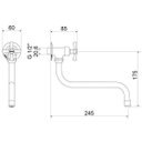Ver imagem 2 de Torneira para Cozinha de Parede Bica Móvel 1167 C 24 Meber Metais
