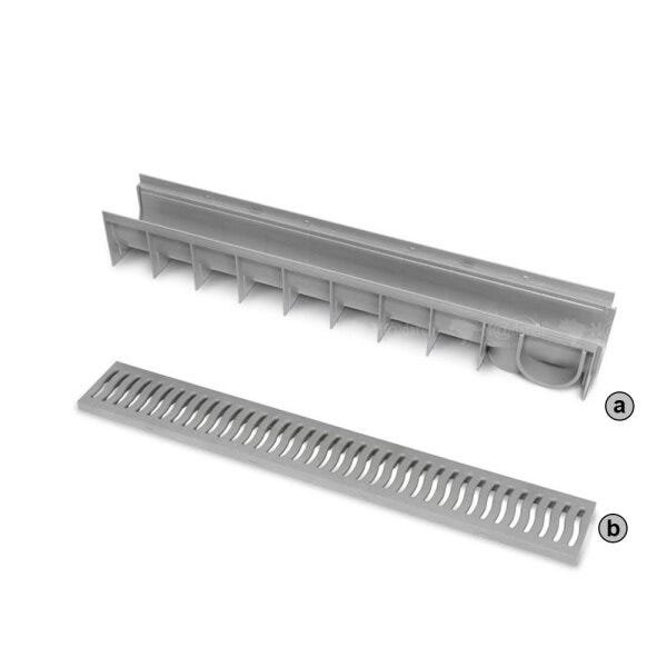 Grelha Coletora, Ralo Linear para Água Pluvial Calha Cinza Piso 100x15x15cm - 6 Unidades - 1