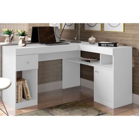 Mesa Computador Nilo C/ 1 Porta e 1 Gaveta Branco - Caemmun