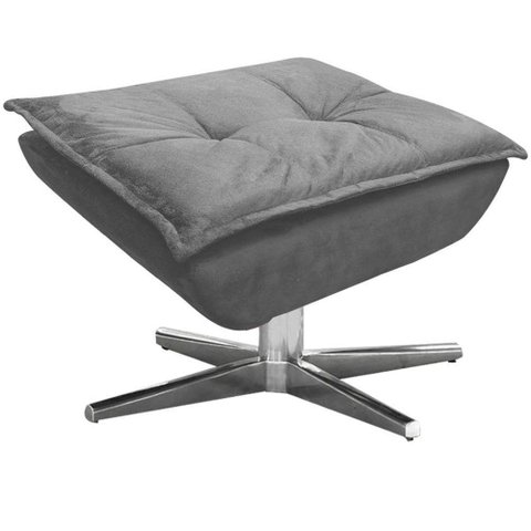 Puff Decorativo Base Giratória Cromada Charger Suede Grafite G19 - Gran Belo