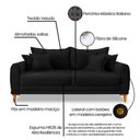 Ver imagem 4 de Sofá Living 2 Lugares 1,80m Livia Veludo Pés de Madeira - Pallazio Cor Preto