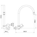 Ver imagem 3 de Torneira para Cozinha de Parede Bica Móvel 1180 C 47 Meber Metais