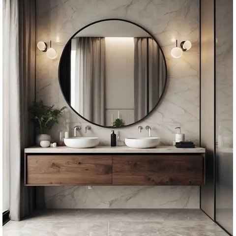 Espelho Decorativo para Parede de Luxo Redondo com Moldura Tacolado 80 Cm