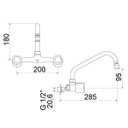 Ver imagem 2 de Misturador para Cozinha de Parede 3003 C 40 Domus Meber Metais