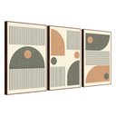 Ver imagem 2 de Quadro Decorativo Minimalista Formas Circulares e Traços Moldura Filete:Moldura Ypê/50X75
