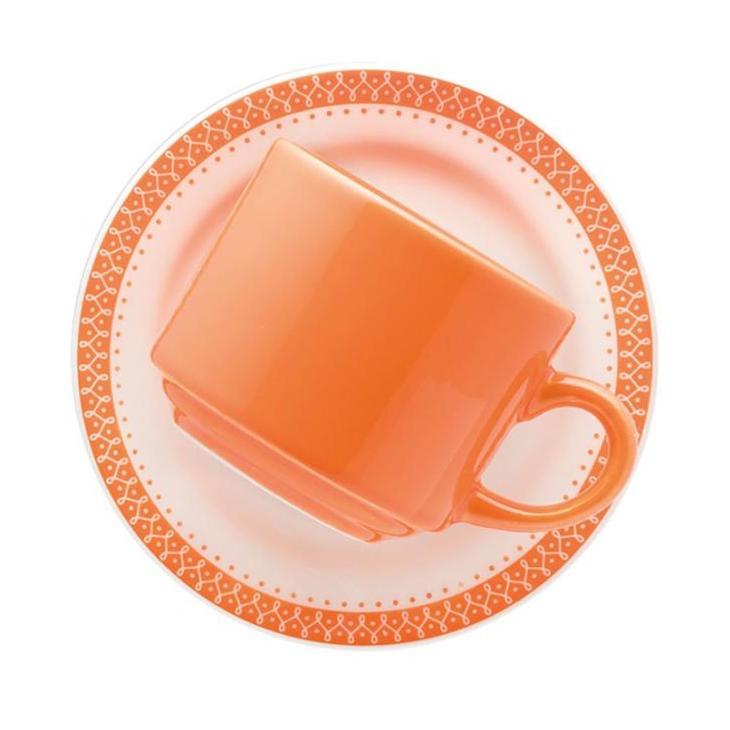 Kit Jogo Café Lanche Oxford Donna Tangerina 16 Peças Cerâmica
