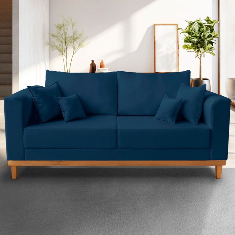 Sofá Beny 3 Lugares 180cm Base de Madeira Linho Sofá Beny 3 Lugares 180cm Base de Madeira Linho