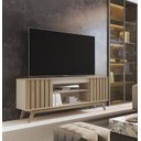 Ver imagem 1 de Rack Ripado Retrô para TV até 60 Polegadas MDF 160cm Pés em Madeira Maciça Malibu