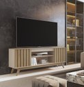 Ver imagem 1 de Rack Ripado Retrô para TV até 60 Polegadas MDF 160cm Pés em Madeira Maciça Malibu