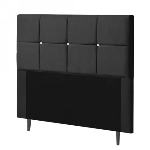 Cabeceira Estofada Poliana 195CM King Strass Courino Preto - D A DECOR