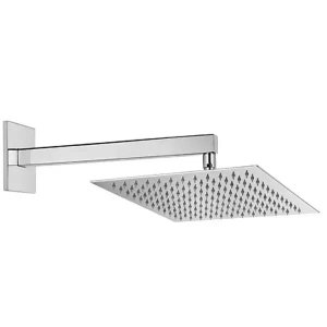 Kit Chuveiro moderno Cromado inox 304 Slim 20 cm + braço 40 cm Mundaú