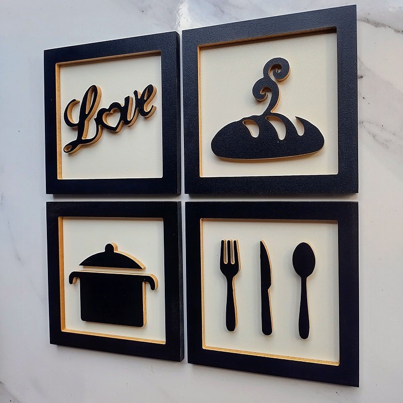 4 Quadros Decorativos 3D Love Cantinho Do Café em Relevo - 2