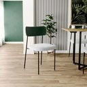 Ver imagem 2 de Cadeira Decorativa Estofada para Sala de Jantar Melina L02 Facto Verde Musgo Bouclê Cinza - Lyam