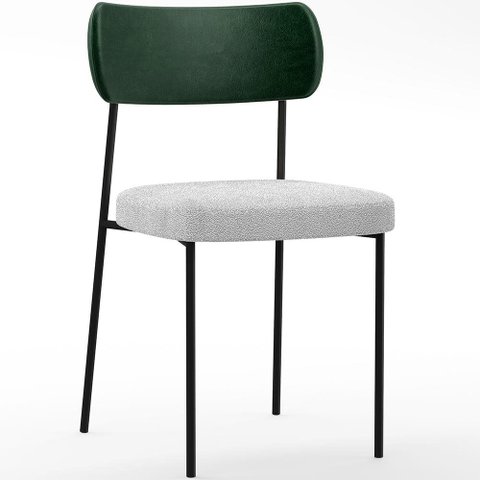 Cadeira Decorativa Estofada para Sala de Jantar Melina L02 Facto Verde Musgo Bouclê Cinza - Lyam