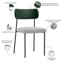 Ver imagem 4 de Cadeira Decorativa Estofada para Sala de Jantar Melina L02 Facto Verde Musgo Bouclê Cinza - Lyam