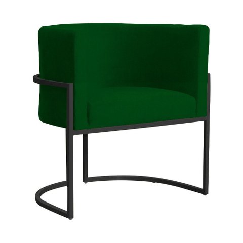 Poltrona Luana Suede Verde Base Preto Sala Luxo - Fm