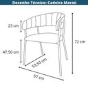 Ver imagem 5 de Cadeira com Braços Maraú Psg Móveis Couro Legitimo Preto com Base em Aço Prata