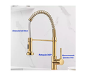 Ver imagem 3 de Torneira de Cozinha Monocomando Misturador Gourmet Extensível Aço Inox 304 Dourada - Brinovar