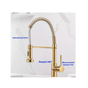 Ver imagem 3 de Torneira de Cozinha Monocomando Misturador Gourmet Extensível Aço Inox 304 Dourada - Brinovar