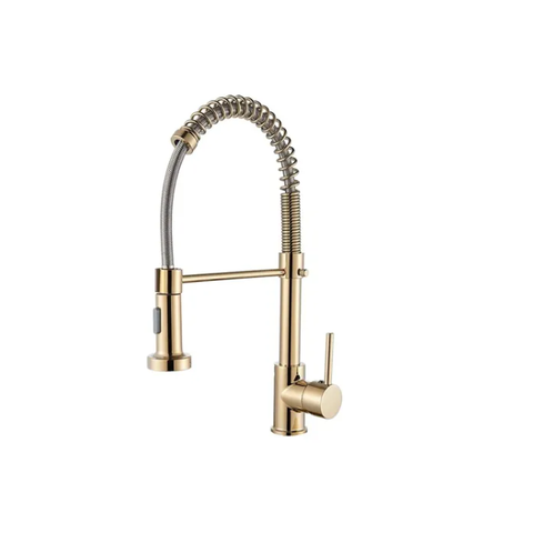 Torneira de Cozinha Monocomando Misturador Gourmet Extensível Aço Inox 304 Dourada - Brinovar