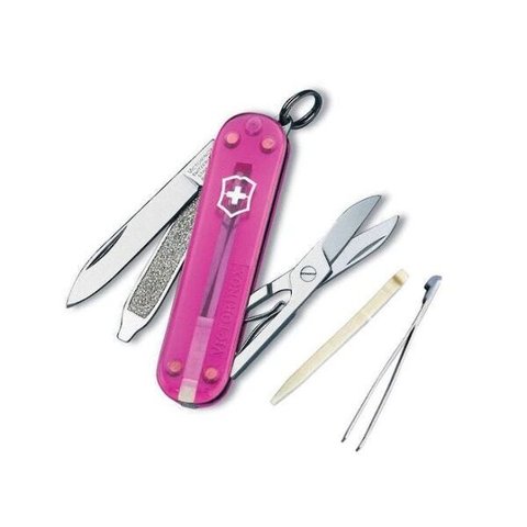 Mini Canivete Suíço Classic Victorinox Rosa translúcido 7 funções Original
