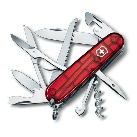 Canivete Suíço Huntsman Victorinox Vermelho Translúcido 15 funções Original 1.3713.T