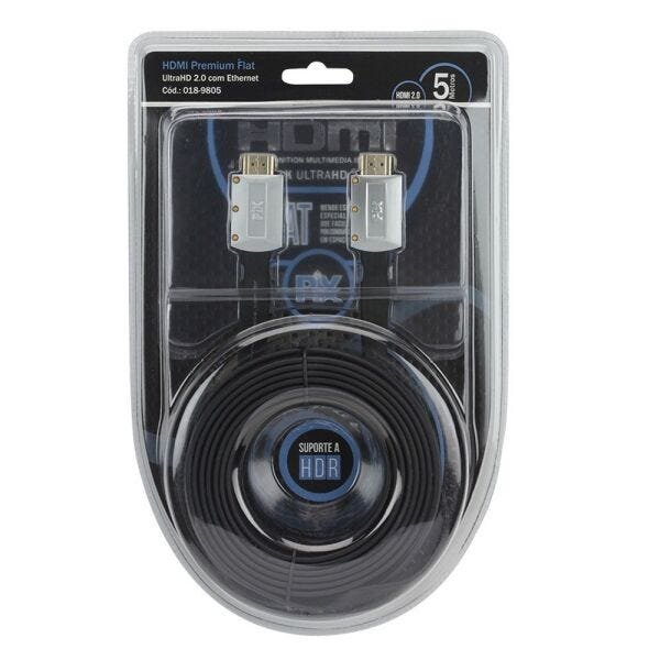 Cabo HDMI PIX Flat 2.0 19 Pinos 4K 5 metros 018-9805 - 1