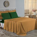 Ver imagem 1 de Jogo de Cama Casal Viúva Nobre 4 Peças Malha 100% Algodão - Cobre / Verde-bandeira