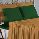 Ver imagem 4 de Jogo de Cama Casal Viúva Nobre 4 Peças Malha 100% Algodão - Cobre / Verde-bandeira