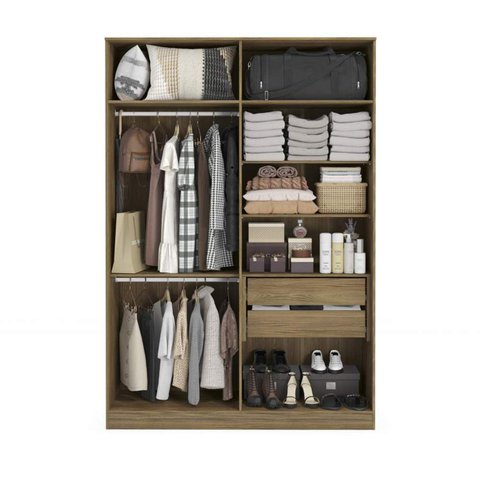Guarda Roupa sem Portas Closet Modulado Linha Modulado Adapt Arm158amdp Kappesberg - Nogueira