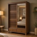 Ver imagem 2 de Guarda Roupa Solteiro Aton S05 2 Portas Correr 2 Gavetas Madeira Maciça Ipê Lyam Decor 140cm