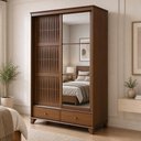 Ver imagem 1 de Guarda Roupa Solteiro Aton S05 2 Portas Correr 2 Gavetas Madeira Maciça Ipê Lyam Decor 140cm