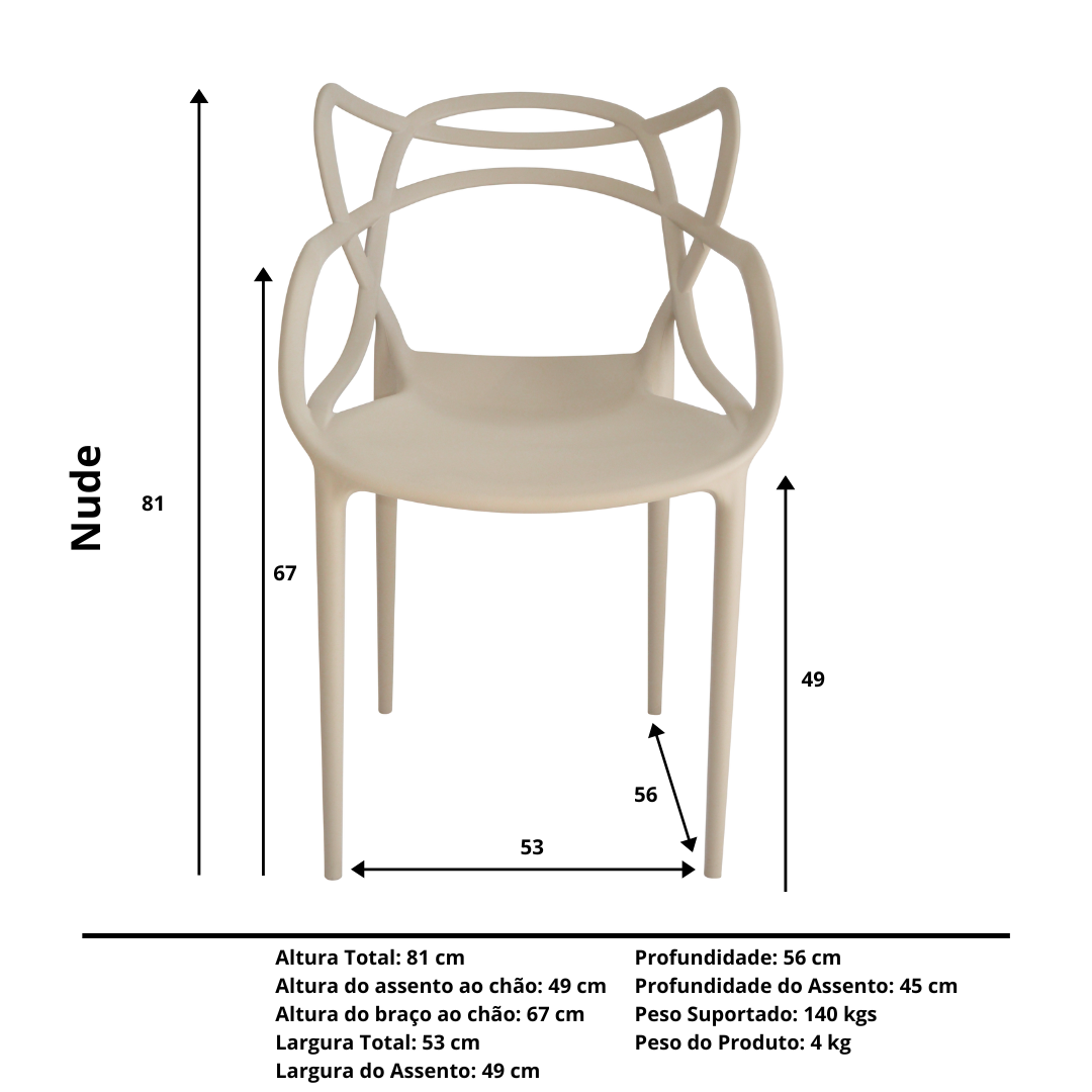 Cadeira Allegra Nude - Kit com 4 - 4