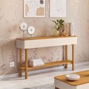 Ver imagem 1 de Aparador Para Sala de Estar Orgânico Pés Madeira Maciça 136cm Fontana B01 Off White Cinamomo - Lyam