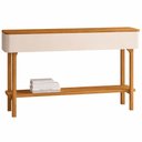 Ver imagem 5 de Aparador Para Sala de Estar Orgânico Pés Madeira Maciça 136cm Fontana B01 Off White Cinamomo - Lyam