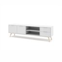 Ver imagem 2 de Rack para Sala 2 Portas e 2 Gavetas em Madeira Maciça e MDF Deltan Branco/Natural - Straub Web