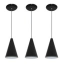 Ver imagem 1 de Kit 03 pendentes de alumínio modelo cone - ideal para balcão / bancada - Preto