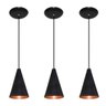 Kit 03 pendentes de alumínio modelo cone - ideal para balcão / bancada - Preto com Cobre - 1