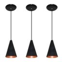 Ver imagem 1 de Kit 03 pendentes de alumínio modelo cone - ideal para balcão / bancada - Preto com Cobre