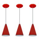 Ver imagem 1 de Kit 03 pendentes de alumínio modelo cone - ideal para balcão / bancada - Vermelho