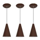 Ver imagem 1 de Kit 03 pendentes de alumínio modelo cone - ideal para balcão / bancada - Marrom