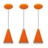 Kit 03 pendentes de alumínio modelo cone - ideal para balcão / bancada - Laranja - 1