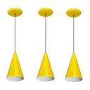 Ver imagem 1 de Kit 03 pendentes de alumínio modelo cone - ideal para balcão / bancada - Amarelo