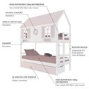 Ver imagem 4 de Beliche Casinha Bela com Coração 2 Gavetas Rosa - Madeira Maciça Branco/rosa | Housin