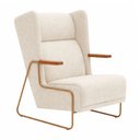 Ver imagem 4 de Kit Poltrona Amélie com Puff Base Aço Bouclé Off White - Sallar Home