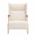 Ver imagem 5 de Kit Poltrona Amélie com Puff Base Aço Bouclé Off White - Sallar Home