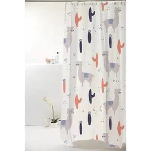 Cortina para Box Poliéster 198cm X 180cm Komlog Linhas Curvas