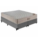 Ver imagem 1 de Cama Box Queen Bipartido Suede + Colchão Ortobom Airtech Molas Ensacadas 65x158x198 Cinza