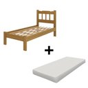 Ver imagem 2 de Cama Solteiro com Colchão em Madeira Maciça Perola Nogueira